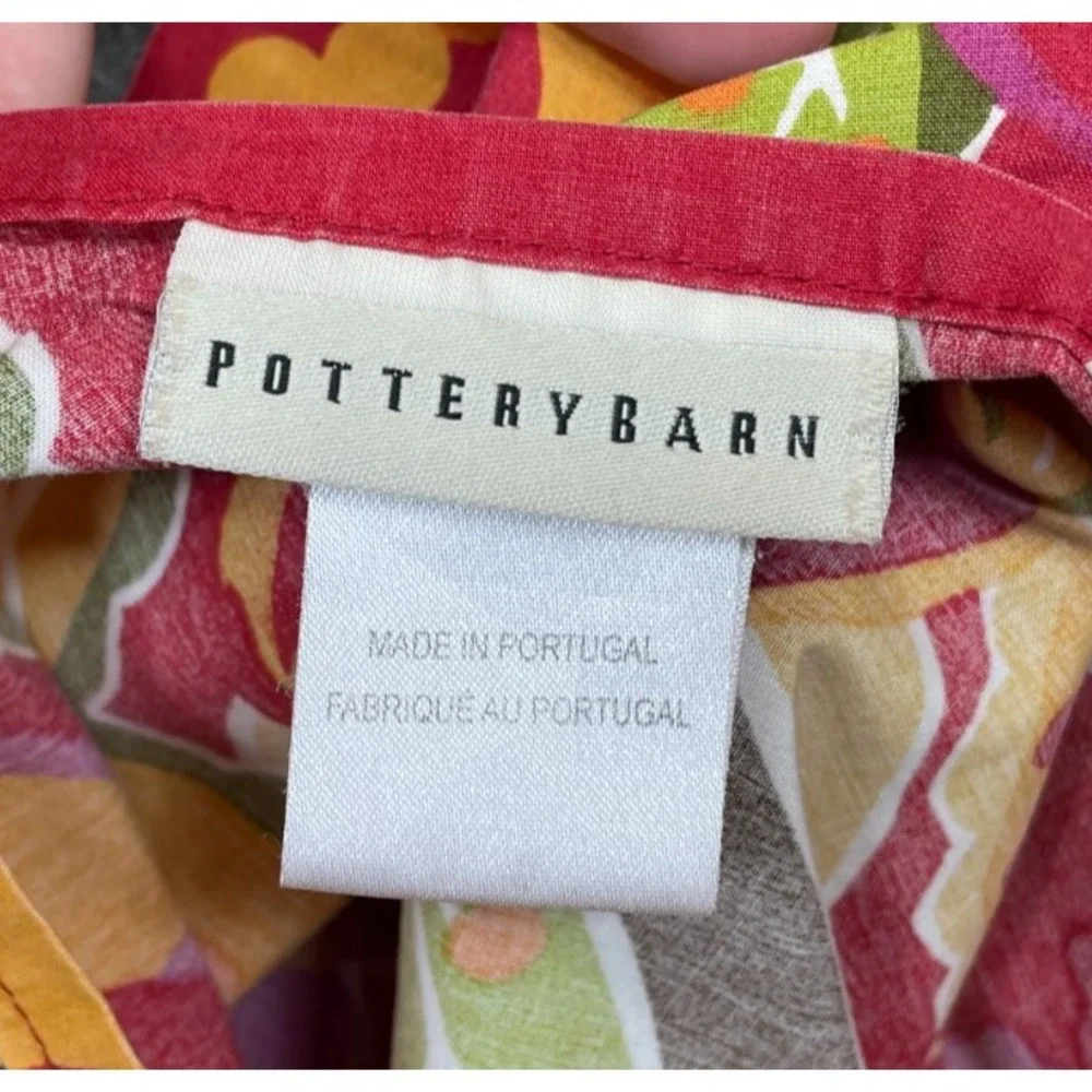 Pottery Barn Floral Mod Retro Standard Sham Red Orange Green